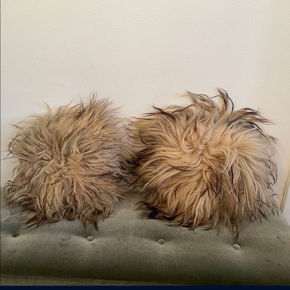 [Only 1 Available ] Fur & Leather Decorative Pillows